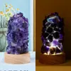 Luz nocturna de grava de cristal natural enchufe USB luz ambiental lámpara de mesita de noche para dormitorio del hogar luz nocturna lámpara de cristal venta al por mayor