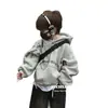 Sudadera con capucha de una pieza para niños, forrada de forro polar con estampado de letras para otoño e invierno, sudadera para bebé estilo coreano, top cálido con capucha forrado de forro polar, fresco y elegante, para niños pequeños y niños pequeños