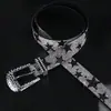 Cinturón de Cuero Sintético de Calle de Moda con Elementos de Estrella de Pedrería, Unisex, Moderno y Versátil, Hebilla de Pin de Hip-Hop