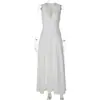 Vestido Largo Elegante de Estilo Francés Europeo y Americano Transfronterizo Nuevo Sexy con Cuello en V Ceñido a la Cintura Fruncido de Corte A para Mujer, Venta al por Mayor