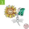 Pulsera de girasol con goteo de aceite original Ziyun plateada con cuentas de girasol de verano, hilo de cuentas de plata s925 BSC842