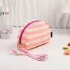 Nueva Bolsa de Maquillaje Rayada con Conchas Organizador Portátil de Artículos de Tocador Bolsa Pequeña de Lavado para Viaje Bolsa de Gran Capacidad