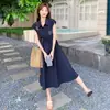 Vestido Casual de Moda de Verano 2026 con Solapa Bordada y Diseño de Cintura con Cordón, Vestido Sencillo para Mujer