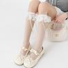Botas ainda algodão verão meias finas para panturrilha lolita laço de renda branco leite estilo balé meias de joelho para menina