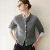 Novo Suéter de Cashmere Simples de Outono Feminino Gola Redonda Trançado Camada Base Cardigan Suéter Versátil Slim Fit Roupa Externa