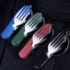 Cuchillo Plegable Multifuncional Desmontable, Tenedor y Cuchara para Acampar Operado por el Fabricante, Vajilla Tres en Uno, Cuchillo Portátil para Regalo al Aire Libre