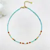 Collar de cuentas de colores estilo nicho Ins para mujer, personalidad, moda, retro, cadena para clavícula de cuentas de piedra Tianhe, accesorios