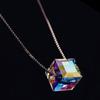 Collar Aurora Sugar bañado en plata S925 para mujer, cadena de clavícula con colgante cuadrado de cristal austriaco, regalo sencillo y elegante.
