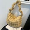 Bolsa de Nuvem Bordada com Linhas Aneladas Bolsa de Algodão Bolsa de Ombro Plissada Distinta Bolsa Transversal Tendência Estilo Ocidental Bolsa Tendência para o Dia a Dia