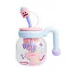 Linda Taza de Vidrio con Popote para Niñas Alto Valor de Color Gran Capacidad Escritorio Separación Té Agua Taza de Té de Burbujas Resistencia a Altas Temperaturas