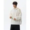 Top Esportivo Marca Tendência Listras Outono Solto Oversized Casal Feminino Meio Tamanho Estilo Preguiçoso Moletom com Capuz e Zíper Masculino
