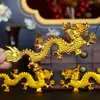 Nueva Versión Plástico Dragón Dorado Chapado Tridimensional Doble Cara Dragón Dorado Festival de Medio Otoño Torre Plegable Material Decoración Dragón Dorado Accesorios Hechos a Mano