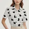 Amazon Moda Transfronteriza Cárdigan de Verano para Mujer de Una Pieza Personalizado Camisa de Solapa de Manga Corta con Estampado de Gato Personalizado para Mujer