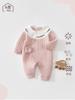 Mameluco de Bebé Tipo Otoño e Invierno Algodón Puro Niña Acolchado Tres Capas Protección Cálida para la Barriga Chaqueta de Mariposa