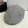 Gorra de Cuadros Retro Japonesa Delicada Gorra de Béisbol Casual Artística Estilo Coreano para Mujer Boina Británica de Moda Llevada Hacia Atrás
