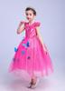 Vendas diretas da fábrica Vestido de menina congelada Vestido de cinderela Vestido longo de princesa borboleta Entrega de uma peça