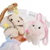 HD4461A04 Lindo Suave Lazo de Perla Conejo Blanco Llavero de Coche Colgante de Bolsa Muñeca Colgante Pequeño Regalo