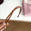 Diadema Nudosa de Color Puro Fina Estilo Coreano Diadema Simple Elegante de Cuero PU Accesorios Versátiles para el Cabello de Mujer Diadema para Salir