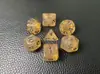 Conjunto de Dados Poliédricos D&D com Padrão de Mármore, Cores Misturadas, Transparente, D4D6D8D10D12D20 Lados, Tabuleiro Coc, Conjunto de Sete Peças