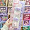 Nuevo Estilo Rosa Perla Morado Encaje Nudo de Flor Pinza para el Cabello Infantil Pinza Lateral Dulce para Estudiantes de Primaria