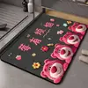 Tapetes de Chão para Banheiro Urso Morango, Tapetes Absorventes Antiderrapantes para Porta de Banheiro, Tapetes de Chão Resistentes a Manchas para Box de Banho, Tapetes de Chão de Lama Diatomácea