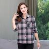 Camisa a Cuadros de Manga Larga de Otoño para Mujer, Cárdigan Holgado, Top Estilo Mamá, Camisa Casual, Camisa de Moda para Mujeres de Edad Media y Mayores
