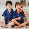 Pijama de Verano para Niños Delgado Seda Artificial Seda de Hielo Manga Corta Pantalones Cortos Ropa para Niños y Niñas Doble Una Pieza Envío Directo Envío Gratis