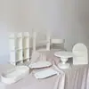 Suporte de mesa de sobremesas em estilo creme, decoração de mesa de casamento, suporte para bolo de aniversário, bandeja de ferro para sobremesas