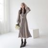 Vestido coreano de fondo ropa de mujer 2023 otoño e invierno nuevo sentido hermana real temperamento de abanico de alta frialdad con falda abrigo