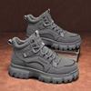 Botas Martin para Hombre Nuevo Otoño Negro Suela Gruesa Antideslizante Resistente al Desgaste para Exteriores Botas de Trabajo de Moda para Hombre Caña Alta Gris