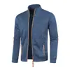 Suéter de punto con cremallera larga para hombre, mangas finas de terciopelo, top moderno, suéter con empalme articulado, chaqueta, talla grande para hombre