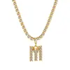 Collar de 26 Letras con Chapado de Cobre Nuevo Europeo y Americano, Diamante Completo, Cadena para Clavícula con Pedrería Brillante Hip Hop, Joyería de Moda Transfronteriza