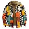 Chaqueta de Algodón Gruesa con Forro Polar, Estilo Étnico, Doble Bolsillo, Doble Capa Interior, Cremallera y Bolsillos de Parche, Patrón Transfronterizo 2025, para Abrigo