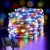 Cadena solar transfronteriza de alambre de cobre lámpara de cadena LED patio exterior ambiente navideño decorativa de alambre de cobre lámpara de alambre de cobre