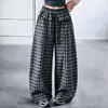 Pantalones de Cuadros de Pierna Ancha con Forro Polar y Engrosamiento para Niñas, Estilo Coreano Casual de Invierno Largos para Niños