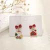 Pendientes navideños de diamantes con dibujos animados, transfronterizos europeos y americanos, pendientes asimétricos de alta gama para mujer, decoraciones navideñas