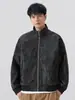 Roupas Masculinas Casa do Bordo / Jaqueta de Couro Forrada Xadrez Primavera e Outono, Simples Jaqueta Melard Desgastada Top