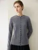 Novo Cardigã 100% Caxemira Pura Outono/Inverno para Mulheres, Suéter de Tricô Botões Gola Redonda, Top Versátil de Corte Justo