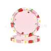 Nuevo Dibujo Animado Fruta Fresa Niños Suministros de Decoración para Fiesta de Cumpleaños Set Plato de Papel Mantel Vajilla de Fiesta