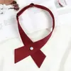 Pajarita Cruzada de Color Puro JK Estudiante Femenina Uniforme Escolar Estilo Preppy Cuello Borgoña Camisa de Flores Uniforme de Licenciatura Lazo