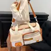 Bolsa Transversal Esportiva Fitness Transfronteiriça Grande Capacidade Viagem Portátil Bolsa de Bagagem Cor Contrastante Dopamina Bolsa para Viagem de Curta Distância para Mulheres