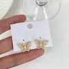 Pendientes de Mariposa Calados con Circonita de Nuevo Estilo Otoño e Invierno, Pendientes de Flor Elegantes y Versátiles con Esmalte Goteante, Pendientes de Lujo Accesible y de Alta Gama para Mujeres