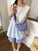 Bolso Dumpling de Cuadros Ligero de Moda Estilo Japonés Bolso Cruzado Simple Casual de Media Luna para Mujer Versátil para el Trabajo de un Solo Hombro Pequeño Bolso Cruzado