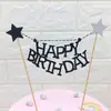 Decoração de bolo de aniversário decoração de estrela estrela decoração de bandeira feliz aniversário decoração de festa enfeites
