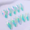 Novo Conjunto de Nail Art de Comércio Exterior com 24 Peças, Estilo Europeu e Americano, Unhas Postiças Longas em Formato de Amêndoa com Relevo Galvanizado, Atacado