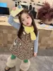 Vestido colete princesa de inverno espesso para meninas, 26, vestido acolchoado estiloso com estampa de leopardo, roupa de inverno para menina