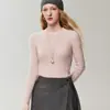 Nuevo Suéter de Cachemir 100% Puro Otoño 2026 con Cuello Semi Alto para Mujer, Top de Capa Base Tejido Estilo Coreano