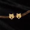Brincos de Tarraxa Retro de Aço Inoxidável com Cabeça de Lobo Animal Fofo para Meninas, Acessórios de Orelha Modernos e Únicos, Em Estoque para Atacado