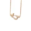 Colar de Ferradura Feijia, Luxo Leve, Banhado a Ouro Rosa 18K, Fecho de Ferradura de Nicho, Corrente de Clavícula em Forma de U, Corrente Torcida, Simples e Elegante
