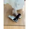 Primer encuentro: Sandalias de mujer estilo francés con lazo, punta cuadrada dulce y una sola tira, adecuadas para el verano, con suelas antideslizantes, tacones bajos y tacones finos, perfectas para combinar con vestidos